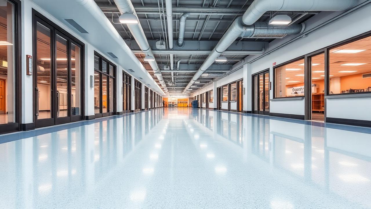 Epoxy terrazzo installation in progress at a commercial site